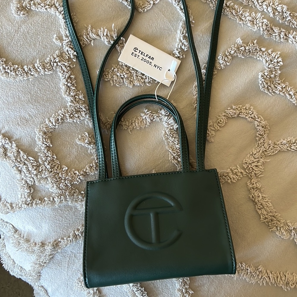 Small telfar shopping bag olive green